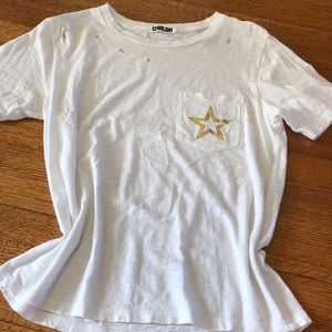 Super soft white tea with gold star